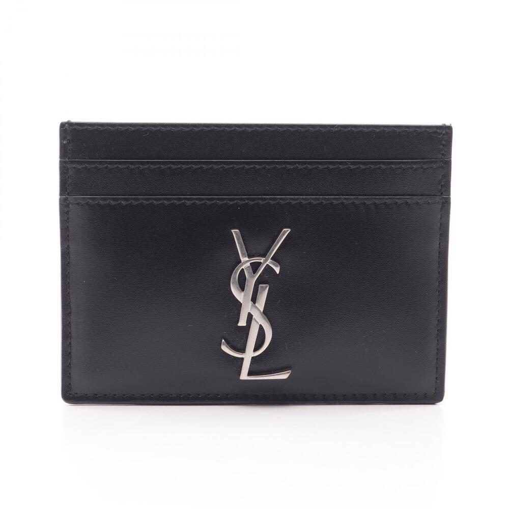 Saint Laurent Cassandre Leather Card Holder Black